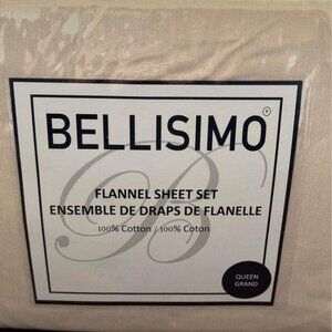 Brand New Bellísimo Beige Queen Cotton Flannel Sheet Set